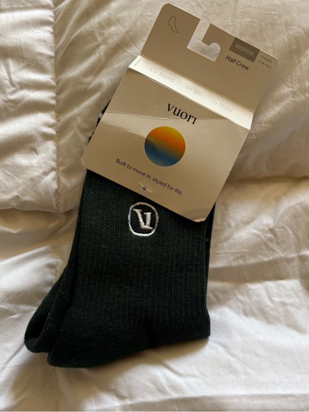 Vuori Sock Half Crew Sock Green Size Medium NEW